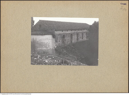 Vorderseite von Bibliotheca Hertziana [https://www.deutsche-digitale-bibliothek.de/content/lizenzen/rv-fz/] San Pietro ad MontesOstabschluss - Mittelapsis und nördlicher Lichtgaden von Nordosten, bh128547_recto. Foto: Mörsch.