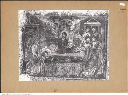 Vorderseite von Bibliotheca Hertziana [https://www.deutsche-digitale-bibliothek.de/content/lizenzen/rv-fz/] Marientod - Gesamtansicht, bh128721_recto. Foto.