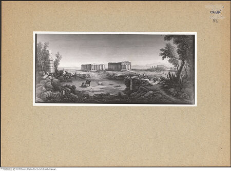 Vorderseite von ICCD [https://www.deutsche-digitale-bibliothek.de/content/lizenzen/rv-ez/] Paestum. Ansicht der Tempel - Gesamtansicht, bh129056_recto. Foto.