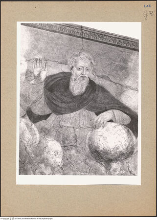 Vorderseite von Getty Research Institute [https://www.deutsche-digitale-bibliothek.de/content/lizenzen/rv-ez/] Martyrium des heiligen Sebastian und Heilige - Detail: Gottvater, bh130504_recto. Foto: Hutzel, Max.