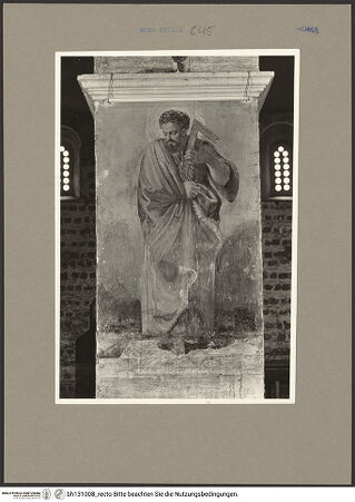 Vorderseite von Istituto Nazionale per la Grafica [https://www.deutsche-digitale-bibliothek.de/content/lizenzen/rv-ez/] Freskenzyklus mit Aposteln, Taufe und Noli-me-tangere-SzeneDer Apostel Thomas - , bh131008_recto. Foto.