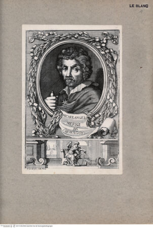 Vorderseite von unbekannt [http://creativecommons.org/publicdomain/mark/1.0/] Bildnis des Caravaggio (aus Giovanni Pietro Bellori, ed. 1728) - , bh131284. Foto.