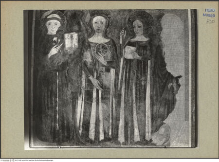 Vorderseite von Böhm [https://www.deutsche-digitale-bibliothek.de/content/lizenzen/rv-ez/] Die heiligen Antonius von Padua, Katharina und Ursula - Gesamtansicht, bh131640_recto. Foto: Böhm, Osvaldo.