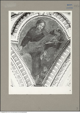 Vorderseite von Bibliotheca Hertziana [https://www.deutsche-digitale-bibliothek.de/content/lizenzen/rv-fz/] Wand- und Deckenmalereien in der AndreaskapelleDeckenfresken in der Cappella di Sant'AndreaDie vier Evangelisten - Johannes, bh132275_recto. Foto: Rigamonti.