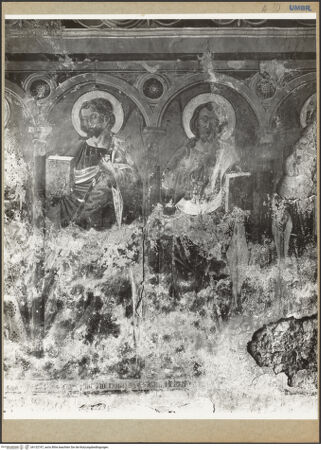 Vorderseite von ICCD [https://www.deutsche-digitale-bibliothek.de/content/lizenzen/rv-ez/] AusmalungSchmerzensmann, Madonna, zwei Jakobusdarstellungen, heiliger Bischof und Johannes der Täufer - Detail: zwei Jakobusdarstellungen, bh132747_recto. Foto.