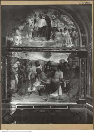 Vorderseite von ICCD [https://www.deutsche-digitale-bibliothek.de/content/lizenzen/rv-ez/] Kapellendekoration mit Glorie des heiligen Augustinus, Grablegung Christi, Propheten und Heiligen - Glorie des heiligen Augustinus; Grabtragung Christi, bh132808_recto. Foto.