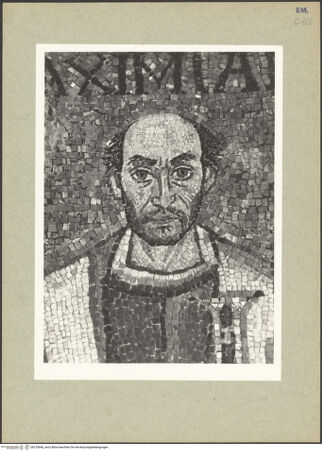 Vorderseite von Villani [https://www.deutsche-digitale-bibliothek.de/content/lizenzen/rv-ez/] Dekoration des PresbyteriumsChristus als Kosmokrator zwischen Engeln, dem heiligen Vitalis und Bischof Ecclesius; Die Opferung von Kaiser Justinian; Die Opferung der Kaiserin TeodoraDie Opferung von Kaiser Justinian, umgeben von seinem Hofstaat und Bischof Maximianus - Bischof Maximianus, bh133640_recto. Foto.