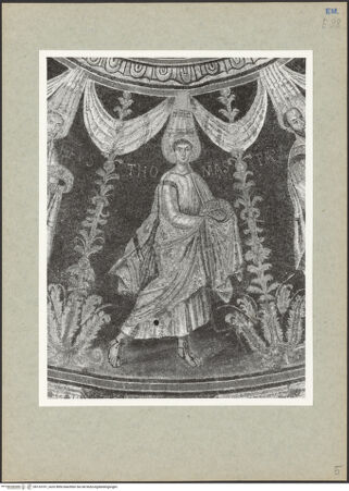 Vorderseite von Villani [https://www.deutsche-digitale-bibliothek.de/content/lizenzen/rv-ez/] Mosaikdekoration der Kuppel, der Pendentifs und der SockelzoneMittleres Register: Apostel mit Kronen - Thomas, bh133701_recto. Foto: Villani.