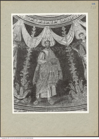 Vorderseite von Villani [https://www.deutsche-digitale-bibliothek.de/content/lizenzen/rv-ez/] Mosaikdekoration der Kuppel, der Pendentifs und der SockelzoneMittleres Register: Apostel mit Kronen - Judas Zelotes, bh133702_recto. Foto: Villani.