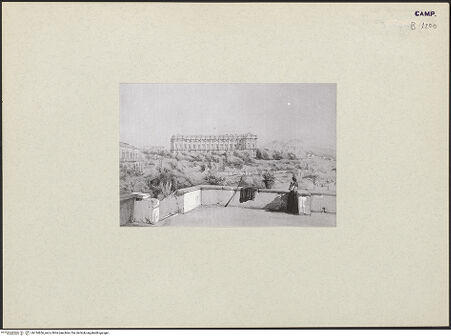 Vorderseite von ICCD [https://www.deutsche-digitale-bibliothek.de/content/lizenzen/rv-ez/] Landschaft mit der Reggia di Capodimonte - Gesamtansicht, bh134656_recto. Foto.