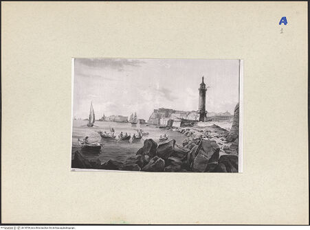 Vorderseite von ICCD [https://rightsstatements.org/page/CNE/1.0/] Der Leuchtturm auf dem Molo von Neapel - , bh134769_recto. Foto.