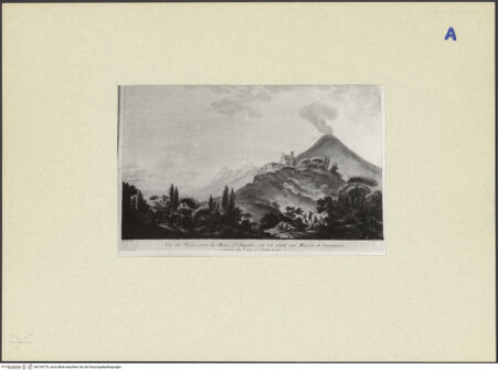 Vorderseite von ICCD [https://rightsstatements.org/page/CNE/1.0/] Blick auf den Vesuv vom Monte Sant'Angelo aus, mit Kamaldulenser-Kloster - , bh134770_recto. Foto.