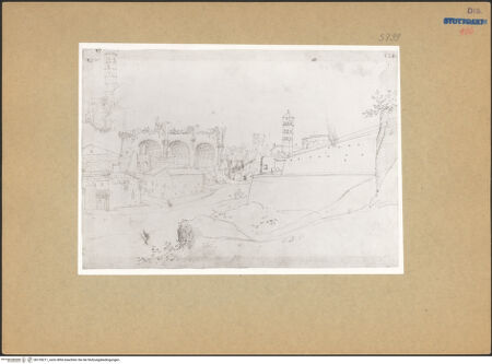 Vorderseite von Staatsgalerie Stuttgart [https://www.deutsche-digitale-bibliothek.de/content/lizenzen/rv-ez/] Ruinen der Konstantinsbasilika in Rom - , bh135211_recto. Foto.