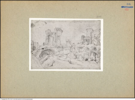 Vorderseite von Staatsgalerie Stuttgart [https://www.deutsche-digitale-bibliothek.de/content/lizenzen/rv-ez/] Ruinen am Fuße des Palatin in Rom - , bh135213_recto. Foto.