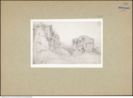 Vorderseite von Staatsgalerie Stuttgart [https://www.deutsche-digitale-bibliothek.de/content/lizenzen/rv-ez/] Ruinen am Fuß des Palatin in Rom - , bh135214_recto. Foto.