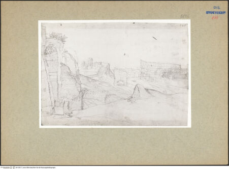 Vorderseite von Staatsgalerie Stuttgart [https://www.deutsche-digitale-bibliothek.de/content/lizenzen/rv-ez/] Das Kolosseum in Rom von der Aedes Severianae - , bh135217_recto. Foto.