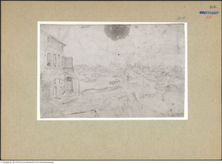 Vorderseite von Staatsgalerie Stuttgart [https://www.deutsche-digitale-bibliothek.de/content/lizenzen/rv-ez/] Die Tiberinsel in Rom - , bh135222_recto. Foto.