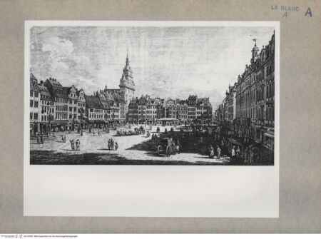 Vorderseite von Giacomelli, Venedig [http://creativecommons.org/publicdomain/mark/1.0/] Dresden, Alter Marktplatz (Blatt 10 aus der Serie von 15 Blatt "Ansichten Dresdens") - , bh135987. Foto.