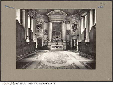 Vorderseite von Sopr. Mon. Laz. [https://www.deutsche-digitale-bibliothek.de/content/lizenzen/rv-ez/] Sant'AgostinoSakristei - Blick Richtung Altarwand, bh136251_recto. Foto.