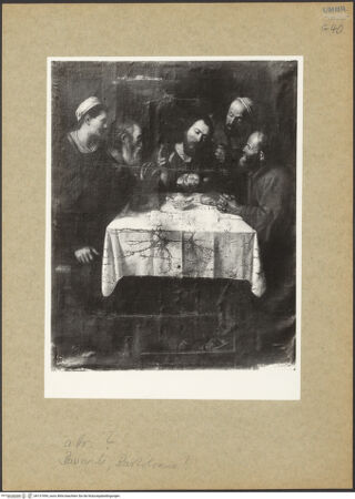 Vorderseite von ICCD [https://www.deutsche-digitale-bibliothek.de/content/lizenzen/rv-ez/] Gastmahl in Emmaus - Gesamtansicht (ohne Rahmen), bh137494_recto. Foto.