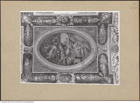 Vorderseite von ICCD [https://www.deutsche-digitale-bibliothek.de/content/lizenzen/rv-ez/] Loggia: Groteskendekoration, allegorische Figuren und LandschaftenAntike oder mythologische Szene - Detail: antike oder mythologische Szene, bh137823_recto. Foto.