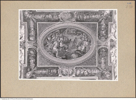 Vorderseite von ICCD [https://www.deutsche-digitale-bibliothek.de/content/lizenzen/rv-ez/] Loggia: Groteskendekoration, allegorische Figuren und LandschaftenSchlachtenszene - Detail: Darstellung einer antiken Schlacht, bh137827_recto. Foto.