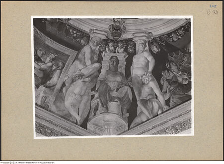 Vorderseite von ICCD [https://www.deutsche-digitale-bibliothek.de/content/lizenzen/rv-ez/] Allegorie der Felicità Eterna, throndende Tugenden und vier Szenen aus dem Alten TestamentPersonifikation der göttlichen Weisheit - , bh137840_recto. Foto.