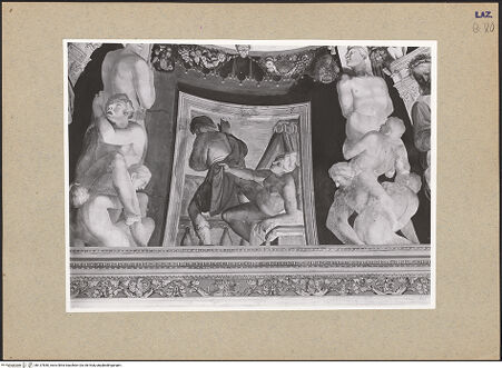 Vorderseite von ICCD [https://www.deutsche-digitale-bibliothek.de/content/lizenzen/rv-ez/] Allegorie der Felicità Eterna, throndende Tugenden und vier Szenen aus dem Alten TestamentPotiphars Frau greift nach Josephs Gewand - , bh137850_recto. Foto.