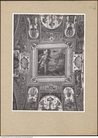 Vorderseite von ICCD [https://www.deutsche-digitale-bibliothek.de/content/lizenzen/rv-ez/] Groteskendekoration mit Ruinenlandschaften und vier mythologischen SzenenTod Orions - , bh137873_recto. Foto.