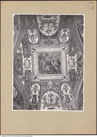 Vorderseite von ICCD [https://www.deutsche-digitale-bibliothek.de/content/lizenzen/rv-ez/] Groteskendekoration mit Ruinenlandschaften und vier mythologischen SzenenDer Aufstand der Giganten - , bh137876_recto. Foto.