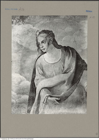 Vorderseite von Sopr.Mon.Laz. [https://www.deutsche-digitale-bibliothek.de/content/lizenzen/rv-ez/] Drei weibliche Heilige; heute zerstört - Heilige auf der rechten Seite, bh138398_recto. Foto.