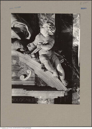 Vorderseite von Sopr. Mon. Laz. [https://www.deutsche-digitale-bibliothek.de/content/lizenzen/rv-ez/] Grabmal von Pietro und Francesco Bolognetti - Detail: rechter Putto, bh138601_recto. Foto.