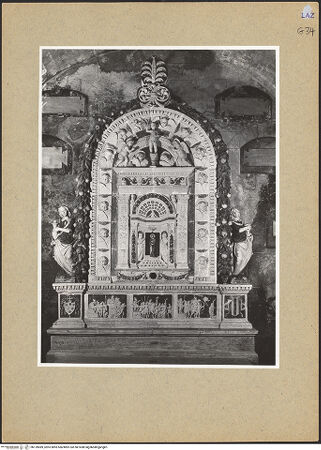 Vorderseite von ICCD [https://www.deutsche-digitale-bibliothek.de/content/lizenzen/rv-ez/] Sakramentstabernakel mit Szenen aus dem Leben der heiligen Christina - Gesamtansicht, bh139089_recto. Foto.