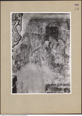 Vorderseite von ICCD [https://www.deutsche-digitale-bibliothek.de/content/lizenzen/rv-ez/] Verkündigung und Szenen aus der Vita der heiligen LuciaSzenen aus dem Leben der heiligen Lucia: vor dem Richter Paschasius und Martyrium - Martyrium, bh139100_recto. Foto.