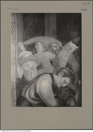 Vorderseite von Sopr.Mon.Laz. [https://www.deutsche-digitale-bibliothek.de/content/lizenzen/rv-ez/] Szenen aus dem Leben der heiligen Katharina von AlexandrienMartyrium der heiligen Katharina: das Rad mit eisernen Nägeln wird von einem Engel mit dem Schwert zerstört - Detail: erschrockene und verletzte Zuschauer, bh139526_recto. Foto.