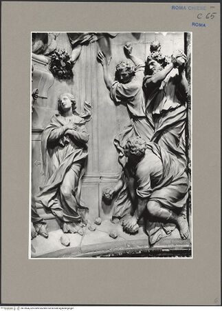 Vorderseite von ICCD [https://www.deutsche-digitale-bibliothek.de/content/lizenzen/rv-ez/] Steinigung der heiligen Emerentiana als sie am Grab ihrer Halbschwester, der heiligen Agnes, predigt - Teilansicht, rechts, bh139546_recto. Foto.