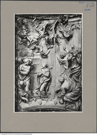 Vorderseite von ICCD [https://www.deutsche-digitale-bibliothek.de/content/lizenzen/rv-ez/] Steinigung der heiligen Emerentiana als sie am Grab ihrer Halbschwester, der heiligen Agnes, predigt - Gesamtansicht, bh139547_recto. Foto.