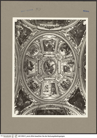 Vorderseite von Bibliotheca Hertziana [http://creativecommons.org/licenses/by-nc-sa/4.0/] Gewölbedekoration mit Szenen aus dem Marienleben und musizierenden Engeln - Kuppel, bh139617_recto. Foto: Rigamonti, Franco.
