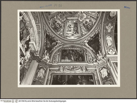 Vorderseite von Bibliotheca Hertziana [http://creativecommons.org/licenses/by-nc-sa/4.0/] San Lorenzo in LucinaCappella Ruspoli (Cappella Alaleone) - Detail: rechte Wand, obere Hälfte und rechte Kuppelhälfte, bh139618_recto. Foto: Rigamonti, Franco.