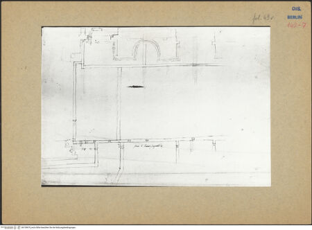 Vorderseite von Kunstbibliothek [https://www.deutsche-digitale-bibliothek.de/content/lizenzen/rv-ez/] Codex Destailleur DDiocletians-Thermen: Großer Saal mit angedeuteter Wasserführung - , bh139679_recto. Foto.