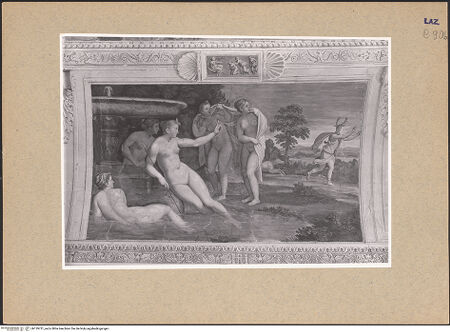 Vorderseite von ICCD [https://www.deutsche-digitale-bibliothek.de/content/lizenzen/rv-ez/] Szenen aus der Geschichte der DianaAls Strafe dafür, daß er sie beim Baden beobachtet hat, verwandelt Diana den Jäger Aktäon in einen Hirsch - Gesamtansicht, bh139731_recto. Foto.