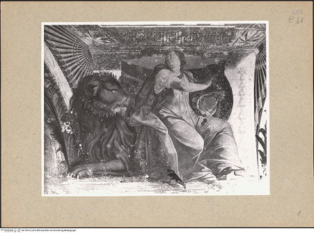 Vorderseite von ICCD [https://www.deutsche-digitale-bibliothek.de/content/lizenzen/rv-ez/] Illusionistische Architekturen, Marinelandschaften und allegorische FigurenPersonifikation der Generosità - , bh139747_recto. Foto.