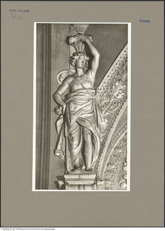 Vorderseite von unbekannt [https://rightsstatements.org/page/CNE/1.0/] Stuckdekoration des Gewölbes - Detail: Trägerfigur, bh140009_recto. Foto: Rigamonti.