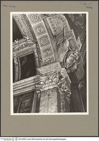 Vorderseite von Bibliotheca Hertziana [https://www.deutsche-digitale-bibliothek.de/content/lizenzen/rv-fz/] Santa Maria sopra MinervaCappella Capranica & Cappella del Rosario - Detail: Unterzugskassetten mit Rosetten und Cherubsköpfen, bh140087_recto. Foto: Rigamonti, F..