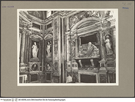 Vorderseite von Rigamonti [https://www.deutsche-digitale-bibliothek.de/content/lizenzen/rv-fz/] Cappella AldobrandiniGrabmal des Silvestro Aldobrandini (gest. 1558) - Gesamtansicht, bh140093_recto. Foto: Rigamonti.