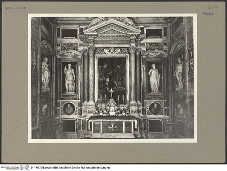 Vorderseite von Bibliotheca Hertziana [https://www.deutsche-digitale-bibliothek.de/content/lizenzen/rv-fz/] Santa Maria sopra MinervaCappella Aldobrandini - Altarwand, obere Teile und Stichkappentonne, bh140094_recto. Foto: Rigamonti, F..