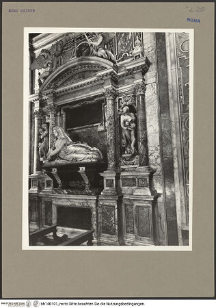 Vorderseite von Rigamonti [https://www.deutsche-digitale-bibliothek.de/content/lizenzen/rv-fz/] Cappella AldobrandiniGrabmal für Lisa Deti Aldobrandini (gest. 1557) - Gesamtansicht, von rechts, bh140101_recto. Foto.