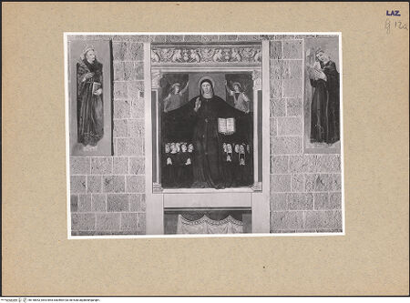 Vorderseite von ICCD [https://www.deutsche-digitale-bibliothek.de/content/lizenzen/rv-ez/] Die heilige Monika beschützt Gläubige mit ihrem Mantel - Gesamtansicht, bh140853_recto. Foto.