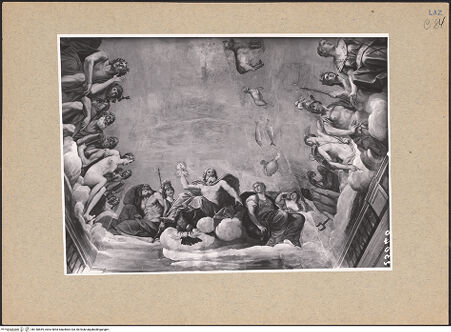 Vorderseite von ICCD [https://www.deutsche-digitale-bibliothek.de/content/lizenzen/rv-ez/] Geschichte des PhaetonPhaethons Sturz und Rat der Götter - Detail: Jupiter mit dem Donnerkeil umgeben von Göttern, bh140859_recto. Foto.