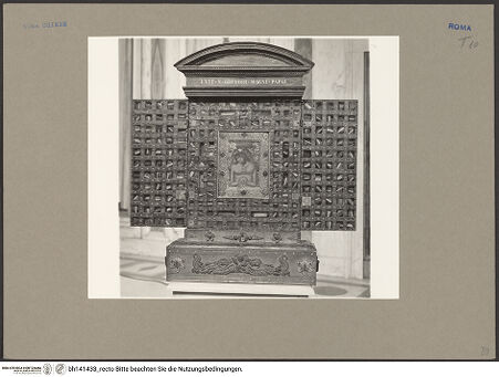 Vorderseite von ICCD (GFN) [https://www.deutsche-digitale-bibliothek.de/content/lizenzen/rv-ez/] Altar des Heiligen Gregorius - Gesamtansicht des Altars, bh141433_recto. Foto.